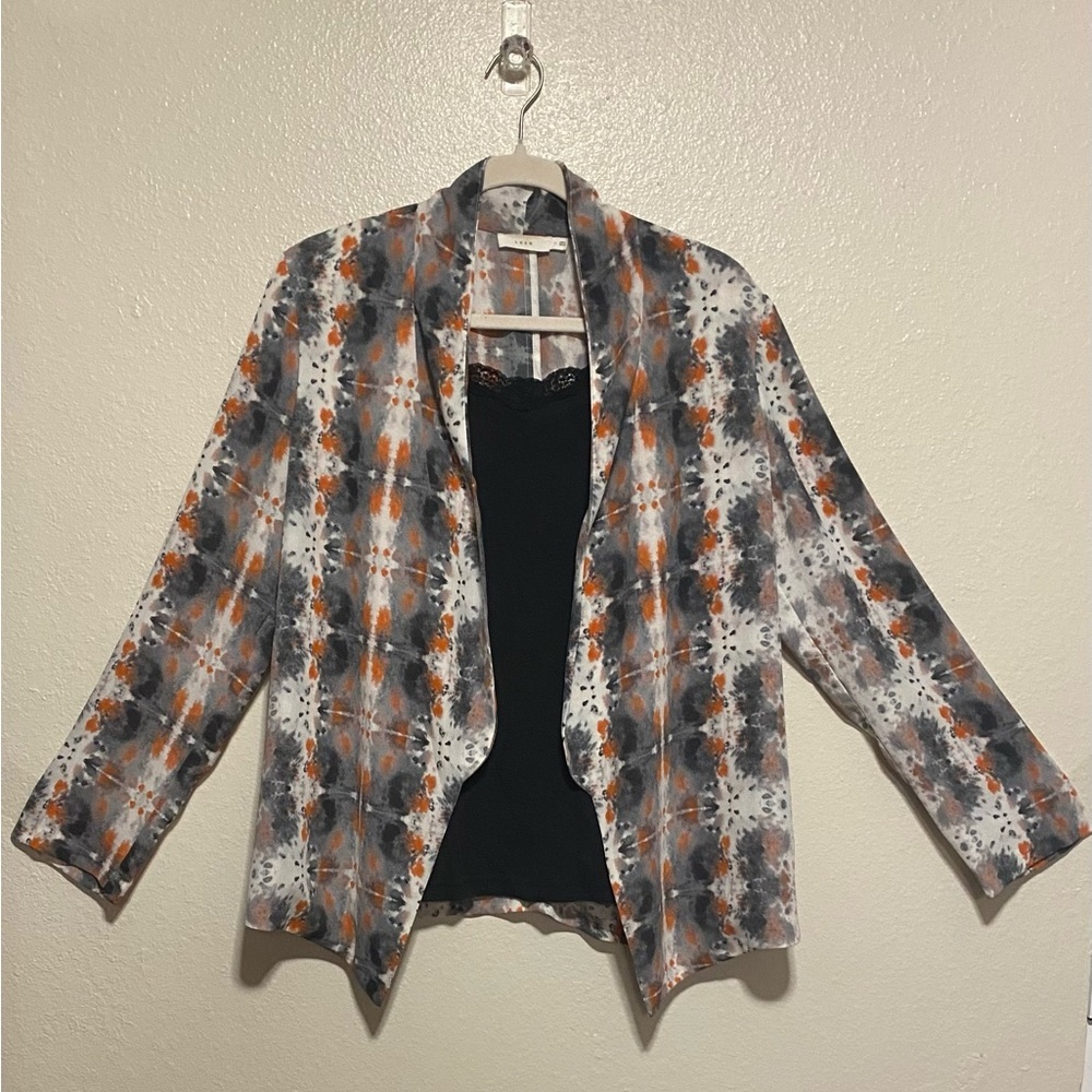 Lush Open Front Abstract Print Blouse Cardigan Top Size Medium - Picture 3 of 7